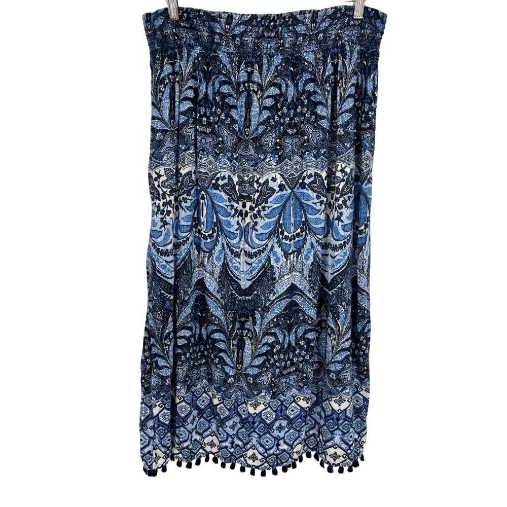 J. Jill Womens Blue Black Women Skirt Size Small S Midi Maxi Ruch Waist New - Picture 1 of 9